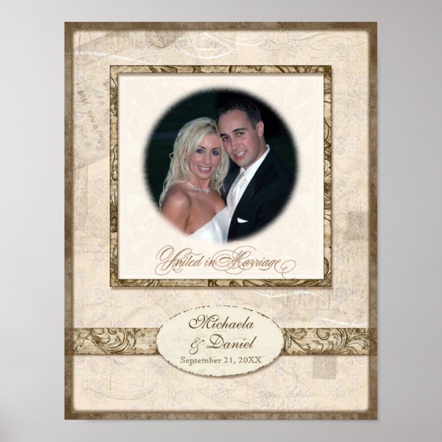 L743 11x14 Wedding Gift Personalised w Photograph Poster (Front)