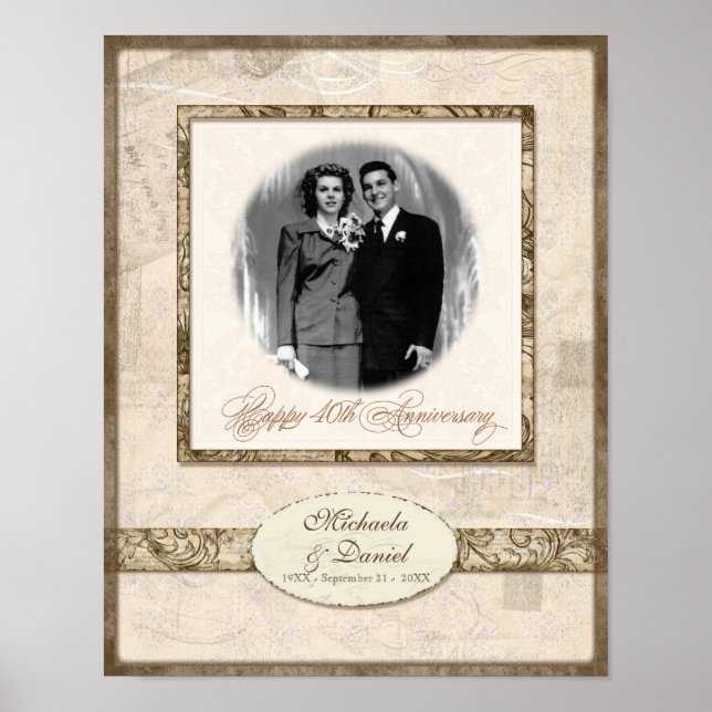 L744B 11x14 Anniversary Gift  Personalised w Photo Poster (Front)