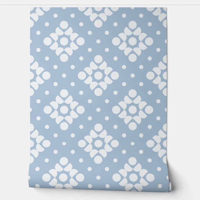 (L) 2502222B Retro Dotty Diamond Blue Background Wallpaper (Unrolling)