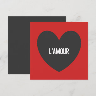 L' Amour Typography Heart Black Red Valentine's  Holiday Card