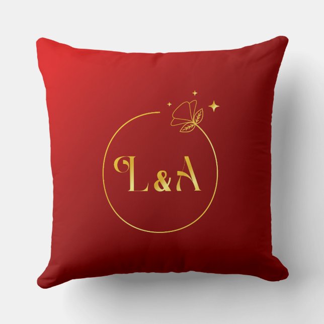 L and A Metallic gold & royal red pillow (Back)