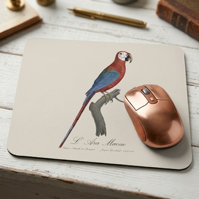 L' Ara Macao / Red and green Macaw  Mouse Pad (Red-and-green Macaw, Ara chloropterus. Mouse Pad)