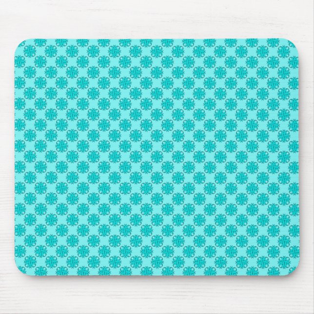 L Blue / Teal Clover Ribbon by Kenneth Yoncich Mouse Pad (Front)
