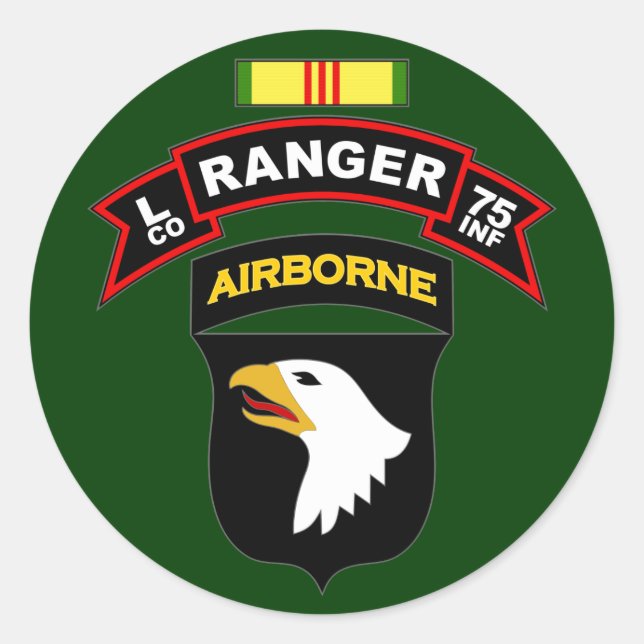 L Co, 75th Infantry Regiment - Rangers, Vietnam Classic Round Sticker (Front)