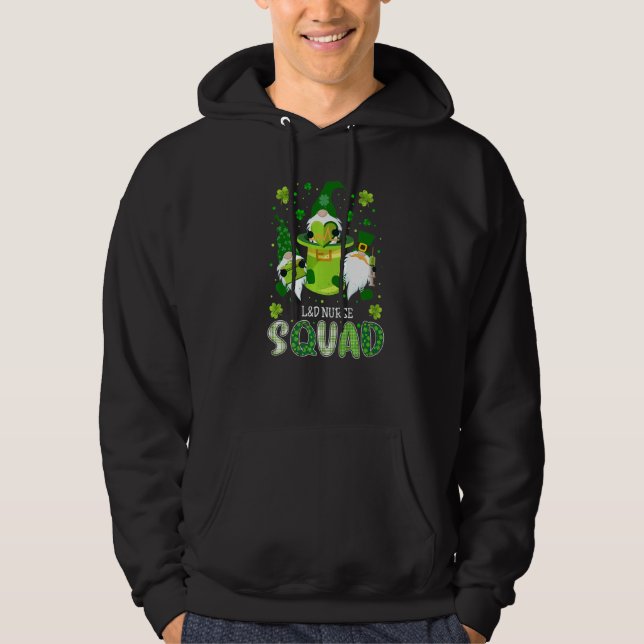 L&D Nurse Squad Nursing St Patrick Day Gnomes Iris Hoodie (Front)