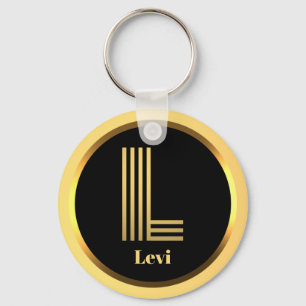 L Gold Monogrammed Letter Personalised Keychain