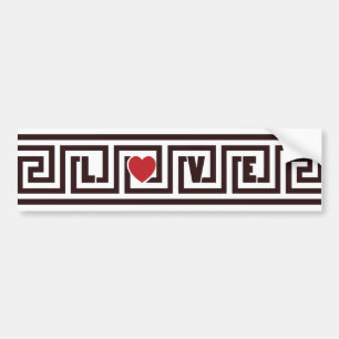 L-heart-VE Greek Key (Custom Colours) Bumper Sticker