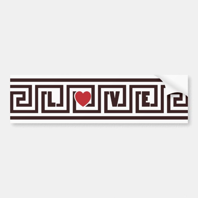 L-heart-VE Greek Key (Custom Colours) Bumper Sticker (Front)