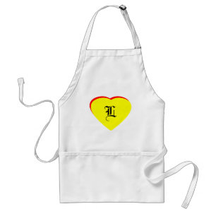 "L" Heart Yellow Red Wedding Invitation The MUSEUM Standard Apron