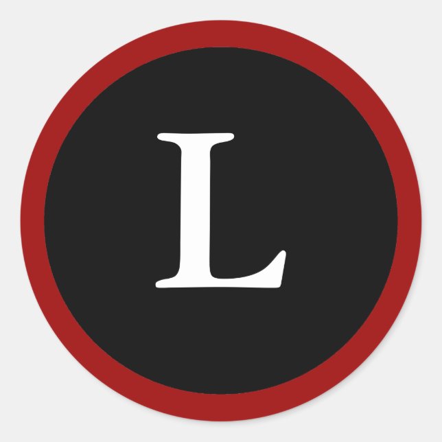 L : Initial L Letter L Red, White & Black Sticker (Front)