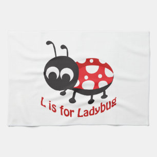 L is for Ladybug Tea Towel
