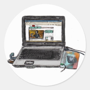 L is for Laptop Classic Round Sticker