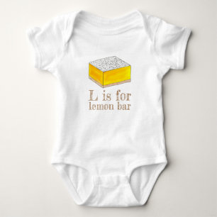 L IS FOR LEMON BAR Baked Goods Foodie Yellow ABCs Baby Bodysuit