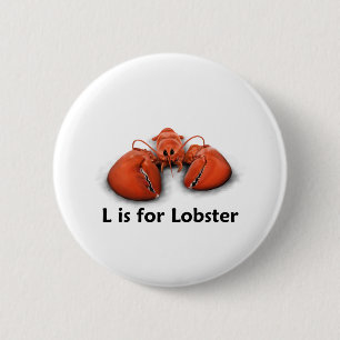 L is for Lobster 6 Cm Round Badge