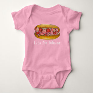 L is for Lobster Maine Seafood Sandwich Roll Food Baby Bodysuit