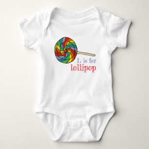 L is for Lollipop Rainbow Candy Lolly Sweet Letter Baby Bodysuit