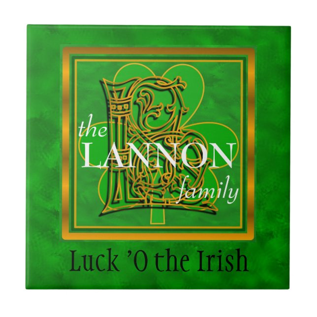 L "Luck of the Irish" Family Custom Monogram Tile (Front)