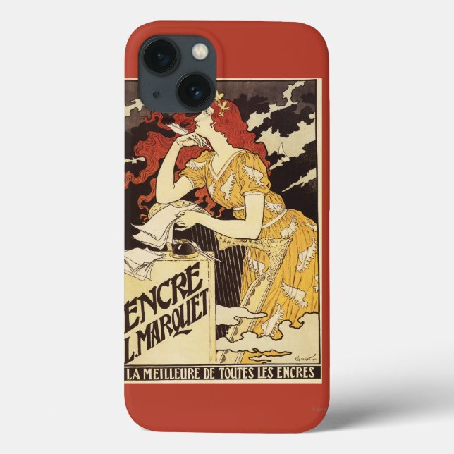 L. Marquet Ink Red-Headed Woman & Harp Case-Mate iPhone Case (Back)