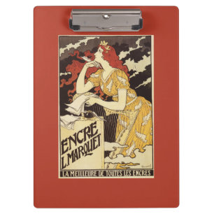 L. Marquet Ink Red-Headed Woman & Harp Clipboard