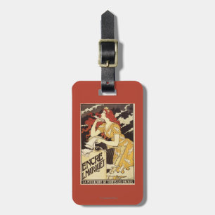 L. Marquet Ink Red-Headed Woman & Harp Luggage Tag
