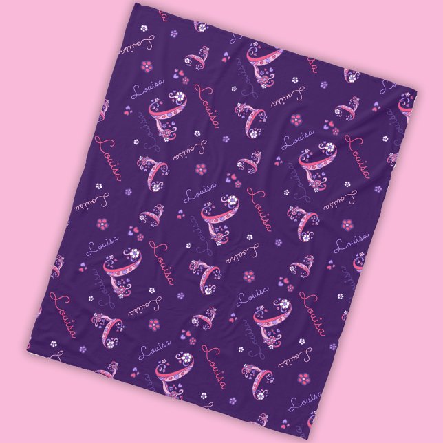  L monogram and personalised name Louisa  Fleece Blanket (Creator Uploaded)