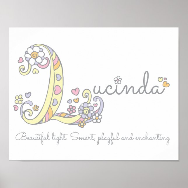 L monogram art Lucinda girls name meaning poster (Front)