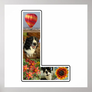 L Monogram Create Your Own 5 Custom Photo Collage Poster