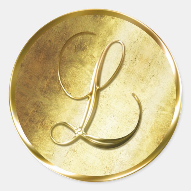 L Monogram Faux Gold Envelope Seal Stickers (Front)