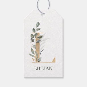 L Monogram Floral Personalised Gift Tags
