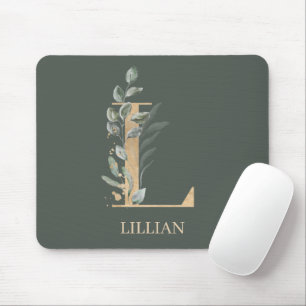 L Monogram Floral Personalised Mouse Pad