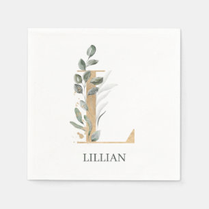 L Monogram Floral Personalised Napkin