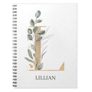 L Monogram Floral Personalised Notebook