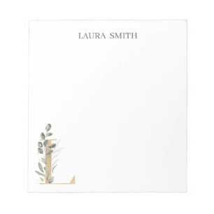L Monogram Floral Personalised Notepad