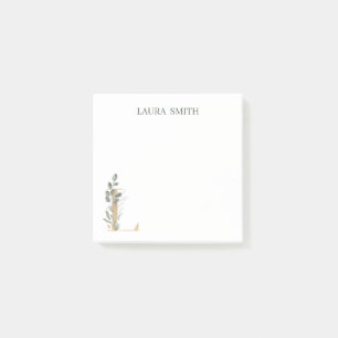 L Monogram Floral Personalised Post-it Notes