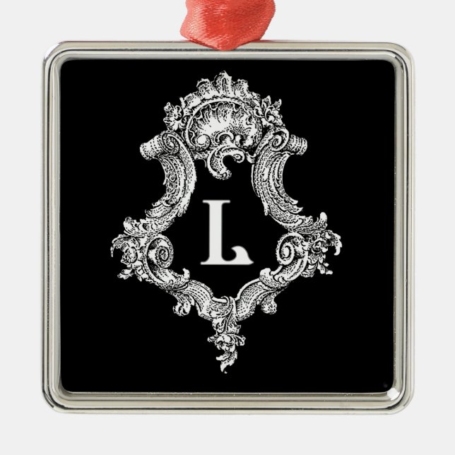 L Monogram Initial Metal Tree Decoration (Front)