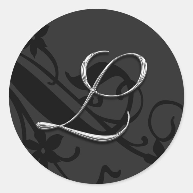 L Monogram Letter Wedding Envelope Seal Sticker (Front)