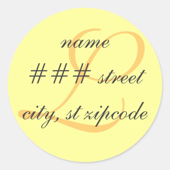 L monogram return address label - personalise info (Front)