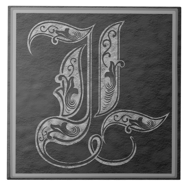L Monogram "Royal Grey Stone" Ceramic Tile (Front)