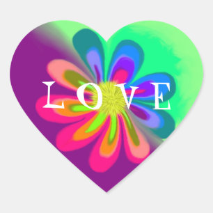 L O V E Flower Heart Sticker