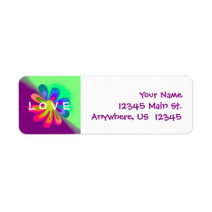 L O V E Flower Return Address Label