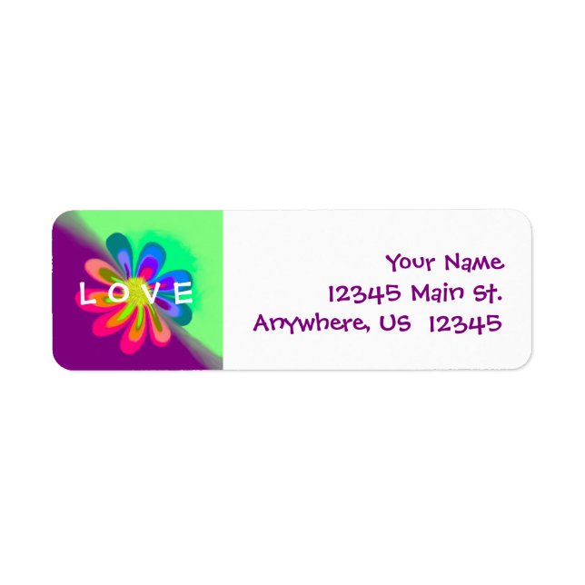 L O V E Flower Return Address Label (Front)
