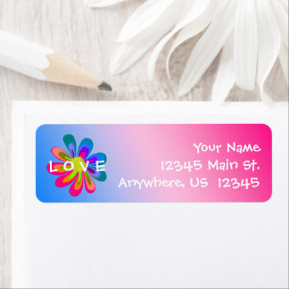 L O V E Flower Return Address Label