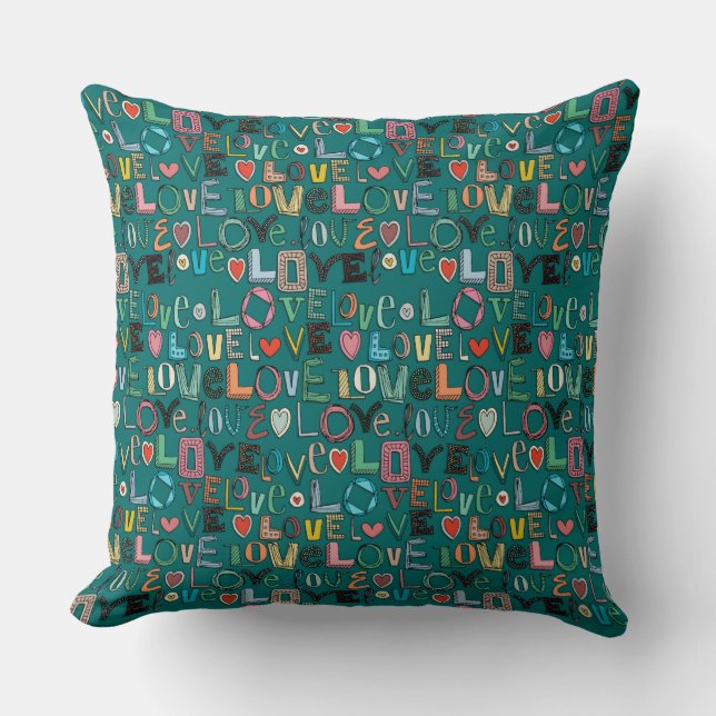 l o v e LOVE teal Cushion (Front)