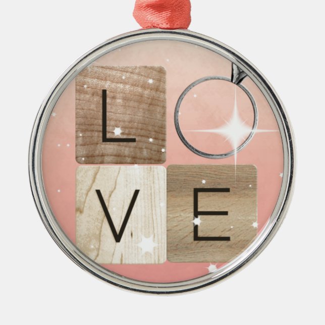 L-o-v-e Tiles Metal Ornament (Front)