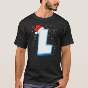 L Snowy Capital Christmas Monogram Alphabet Letter T-Shirt