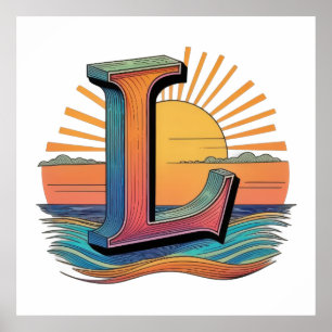 L Sunrise Over Waves Poster