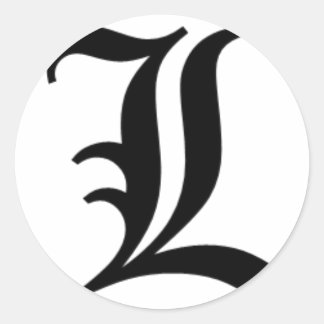 L-text Old English Classic Round Sticker