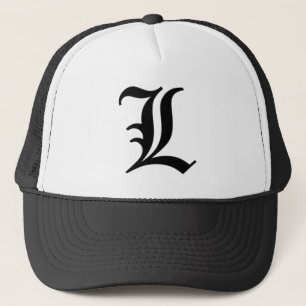 L-text Old English Trucker Hat