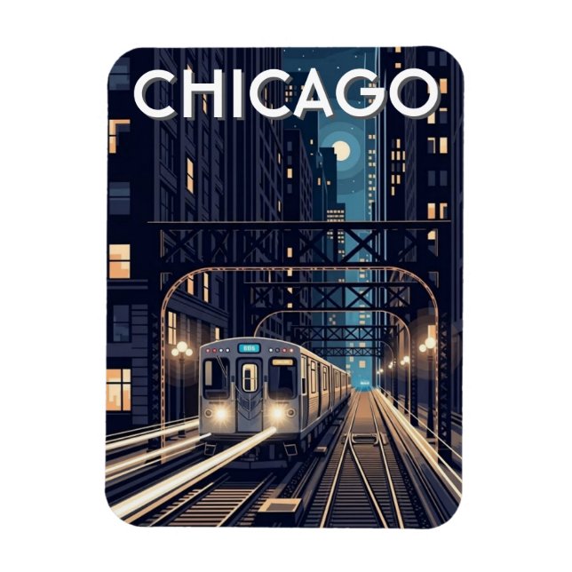 L Train Chicago Illinois Travel Magnet (Vertical)