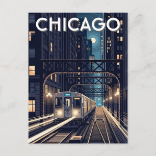 L Train Chicago Illinois Travel Postcard
